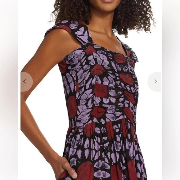 Busayo Olumide Square Neck Tiered Maxi Dress Lilac Red XS Summer Boho Colorful - Picture 4 of 8